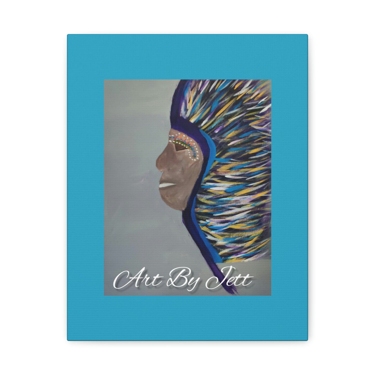 #Art By Jett - "Chief" Teal Blue - Canvas Gallery Wraps