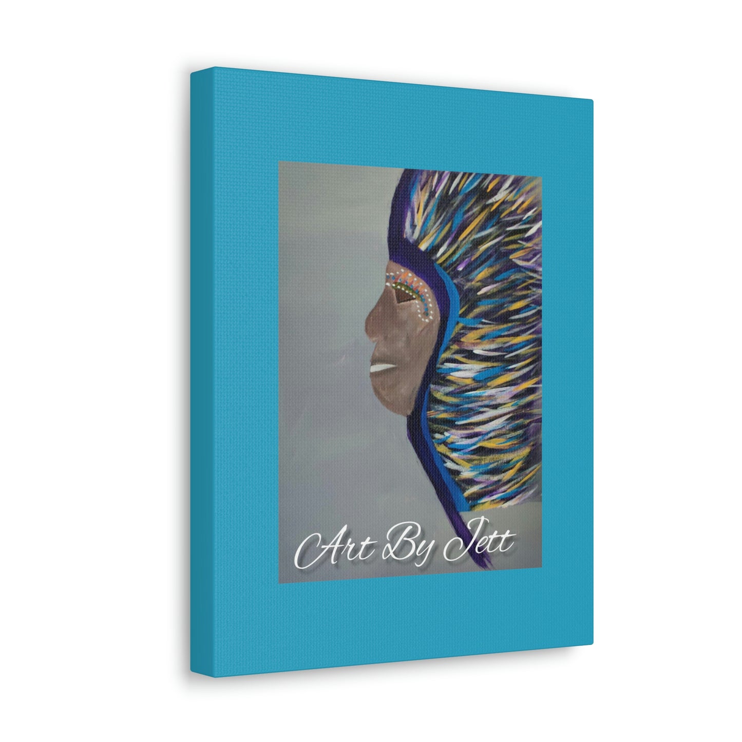 #Art By Jett - "Chief" Teal Blue - Canvas Gallery Wraps