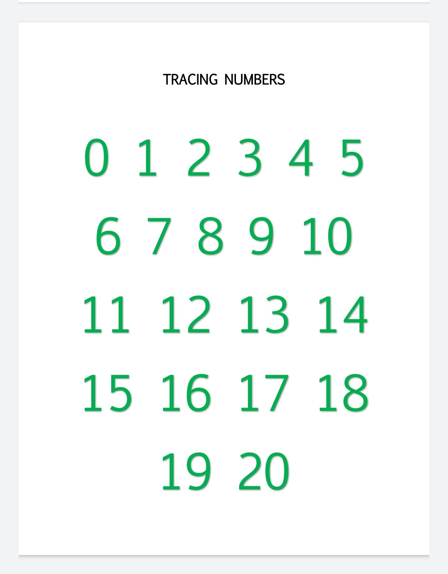 Tracing Numbers Dry Erase Workbook